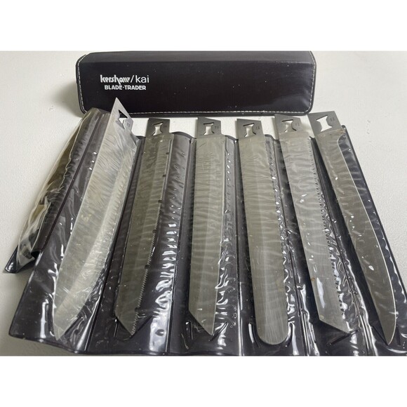 KERSHAW/KAI Blade-Trader model 1099 Wooden Handle, 6 Knives, case, papers. 1980s - Picture 2 of 9